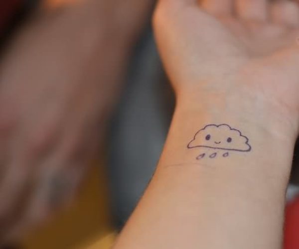 Cute Raining Cloud Tattoo On Wrist